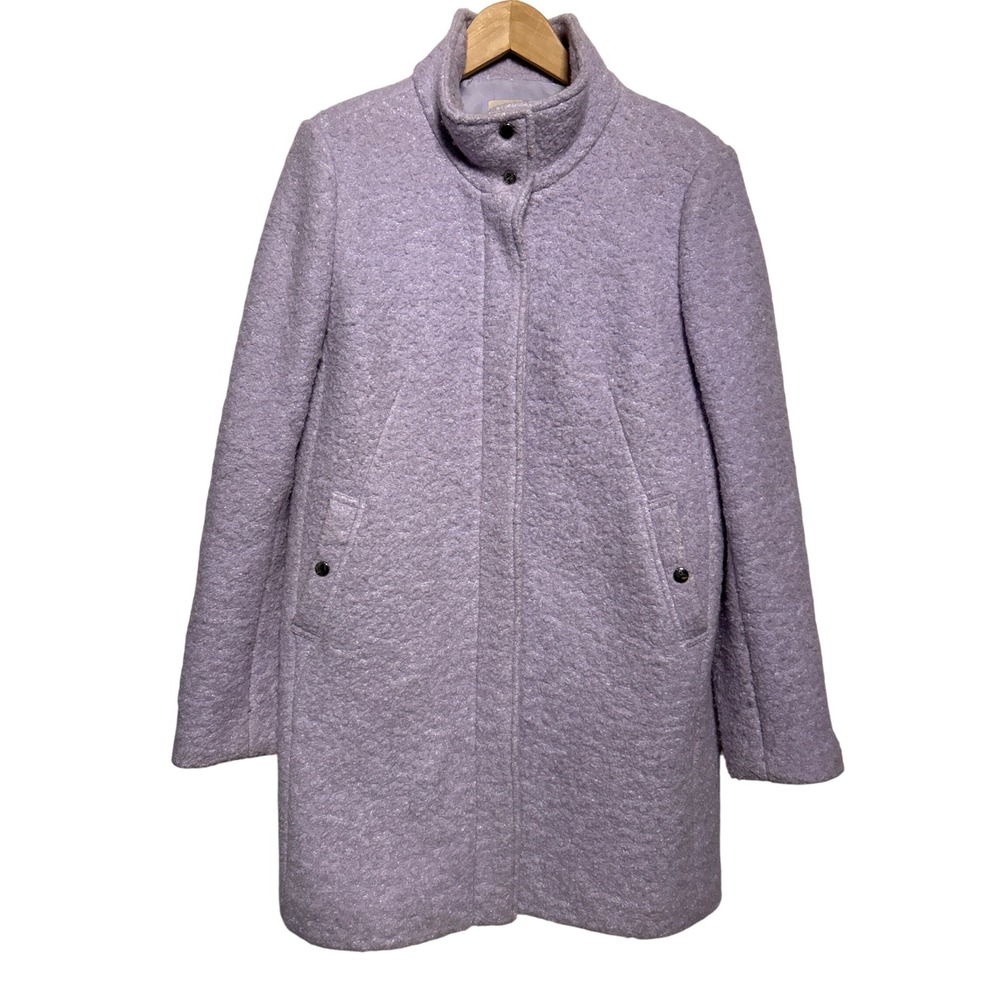 Loft Bouclé Textured‎ Wool Blend Pea Coat Lavender Women's Size Medium